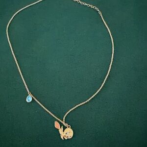 Swarovski Gold Fish Pendant Necklace with Blue Accent